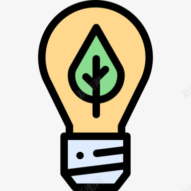 绿色能源生态221线性色彩图标
