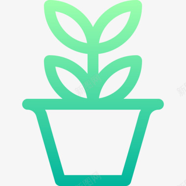 植物盆平面设计师46线颜色图标