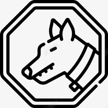 警犬警戒和警告3线性图标