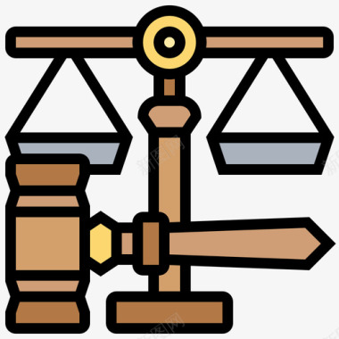 木槌法律与正义41线性颜色图标