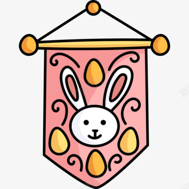 复活节兔子复活节第30天彩色图标