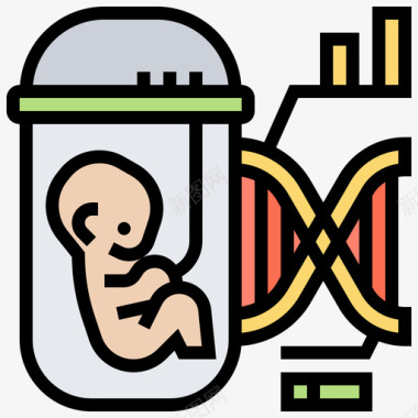 基因工程医学技术14线性颜色图标