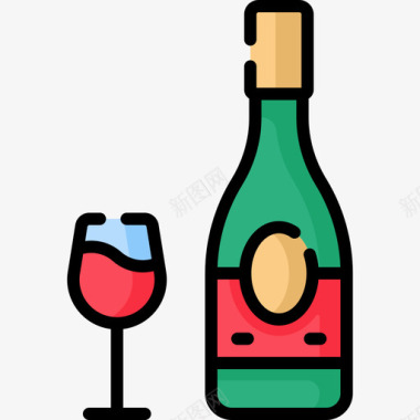 酒瓶野餐79线性颜色图标