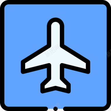 机场交通标志35线形颜色图标