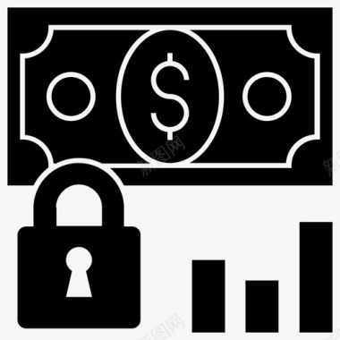 货币安全金融安全货币锁图标