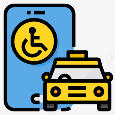 残疾人出租车服务39直线颜色图标