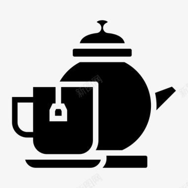 茶和水壶饮料茶杯图标