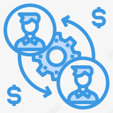 管理商业和金融5蓝色图标