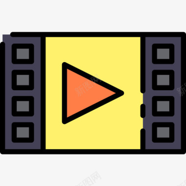 视频播放器8号剧院线性彩色图标