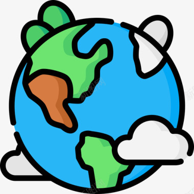 地球地球母亲节21线颜色图标