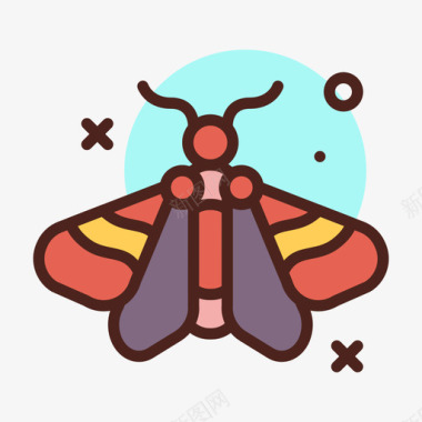 蝴蝶昆虫5线状颜色图标