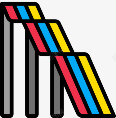 滑梯水上乐园40线性颜色图标