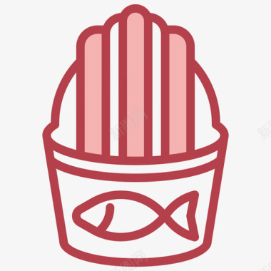 炸鱼海鲜24红色图标