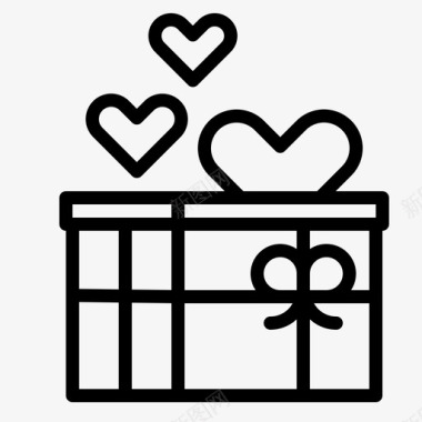 礼品盒爱情时刻直线型图标