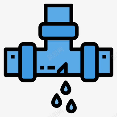 漏水管道工工具16线颜色图标