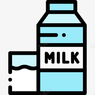 牛奶床和早餐35线性颜色图标
