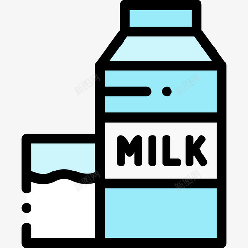 牛奶床和早餐35线性颜色svg_新图网 https://ixintu.com 牛奶 早餐 线性 颜色