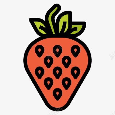 草莓水果32线形颜色图标