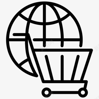 全球购物电子商务全球市场图标