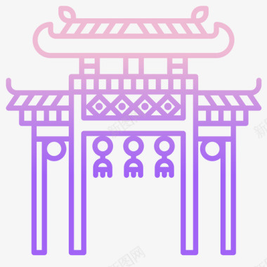 寺庙中国5轮廓渐变图标