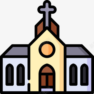教堂葬礼36直线颜色图标