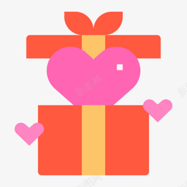 礼品盒浪漫爱情10扁平图标