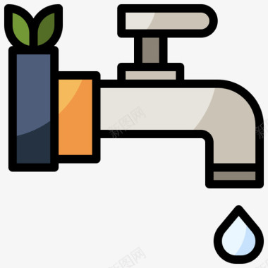 水龙头可持续能源48线性颜色图标