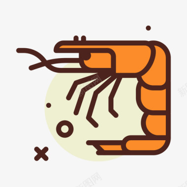对虾甲壳纲1线色图标