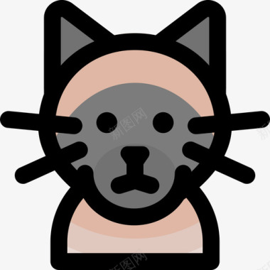 暹罗猫猫品种2线性颜色图标