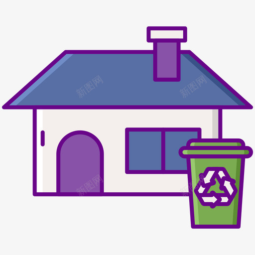 垃圾桶回收中心2线性颜色svg_新图网 https://ixintu.com 垃圾桶 回收 中心 线性 颜色