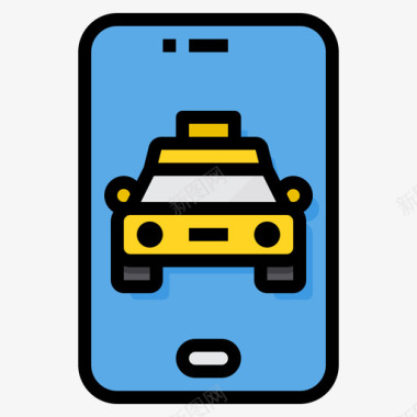 移动应用程序出租车服务39线性颜色图标