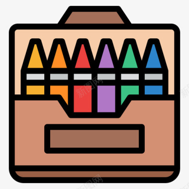 铅笔蜡笔教育374线颜色图标