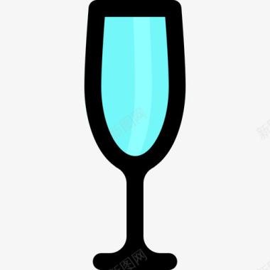 香槟玻璃餐具2线性颜色图标