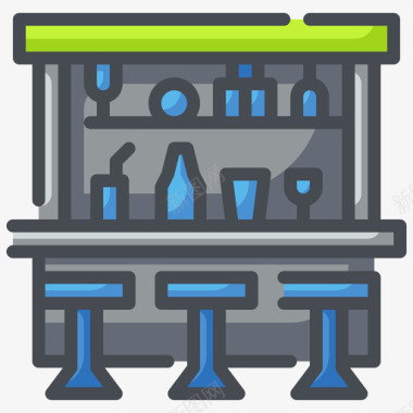 酒吧商店和商店2线性颜色图标