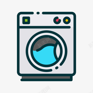 洗衣机面料特征12线性颜色图标
