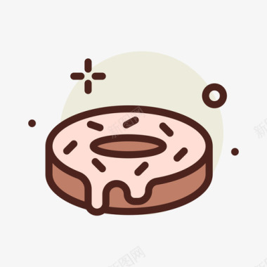 甜甜圈烘焙甜点线性颜色图标