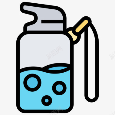 水瓶自行车元素4线颜色图标