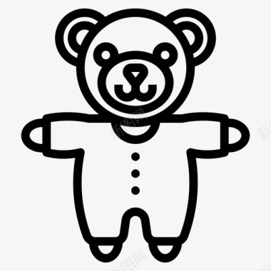 泰迪熊婴儿配件直线型图标