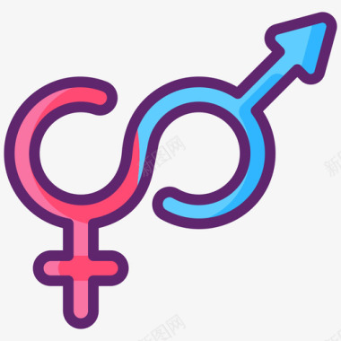 性别流体lgbt图标线性颜色图标