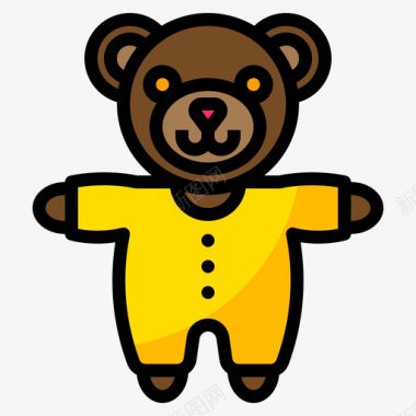 泰迪熊婴儿配件2线性颜色图标