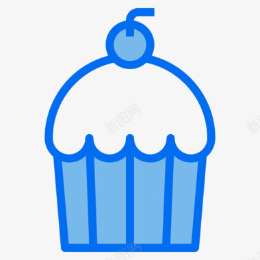 杯形蛋糕面包房145蓝色图标
