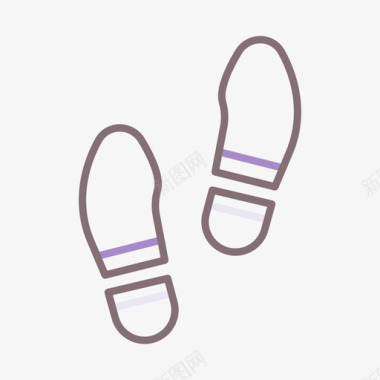 脚印私家侦探线条颜色图标