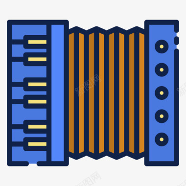 手风琴乐器18线型色彩图标