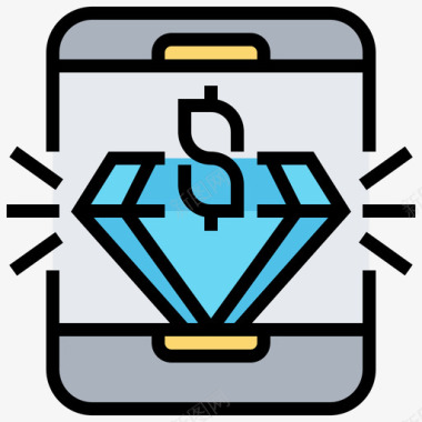 钻石商业腐败3线性颜色图标