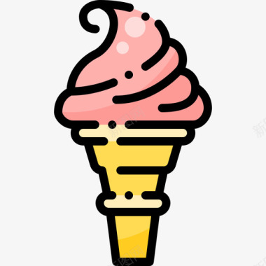 冰淇淋蛋卷新年80线形颜色图标