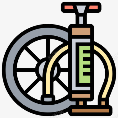 气泵自行车元件4线型颜色图标