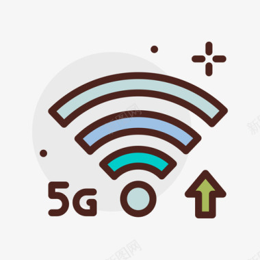 Wifi信号5g2线性彩色图标