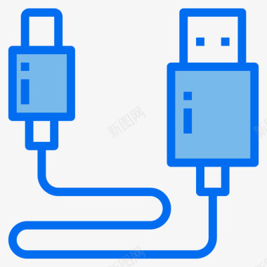 Usb电缆电子元件4蓝色图标
