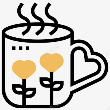 咖啡杯情人节19号黄影图标
