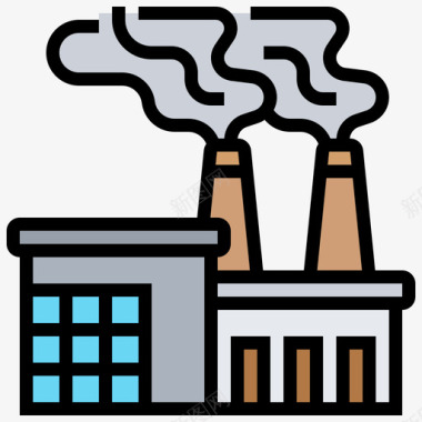 工业空气污染5线性颜色图标